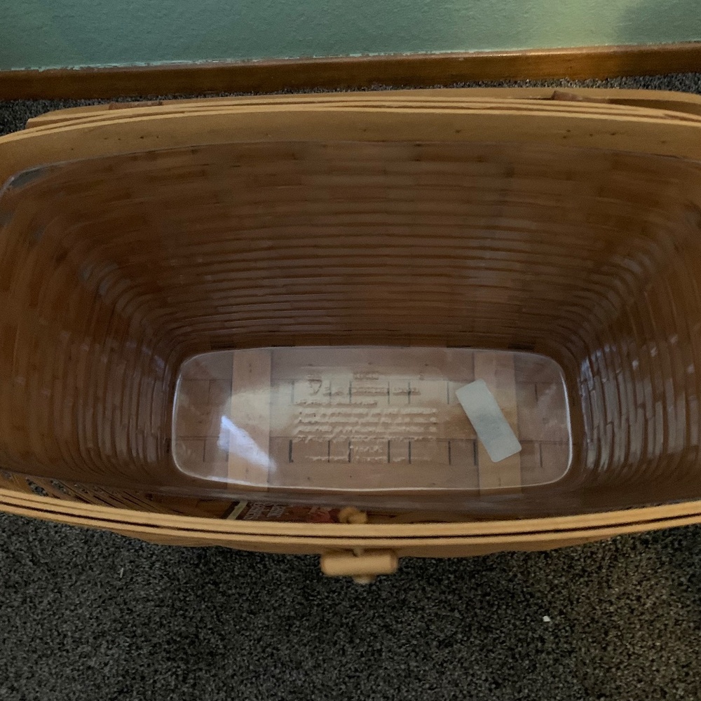 Longaberger Footed Magazine basket and Protector - Picture 2 of 4